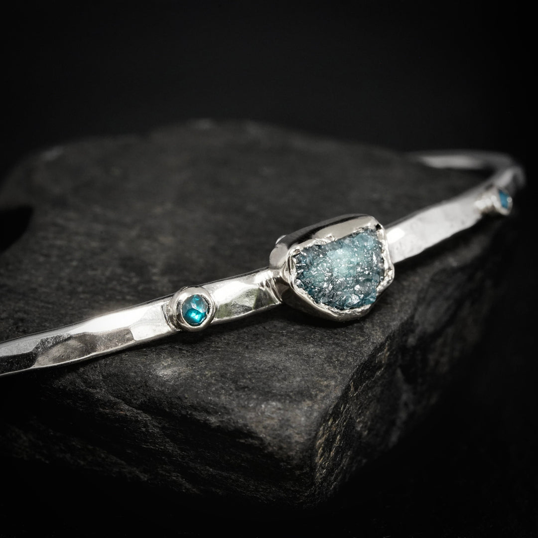 Ready to Ship Raw Blue Diamond Bracelet