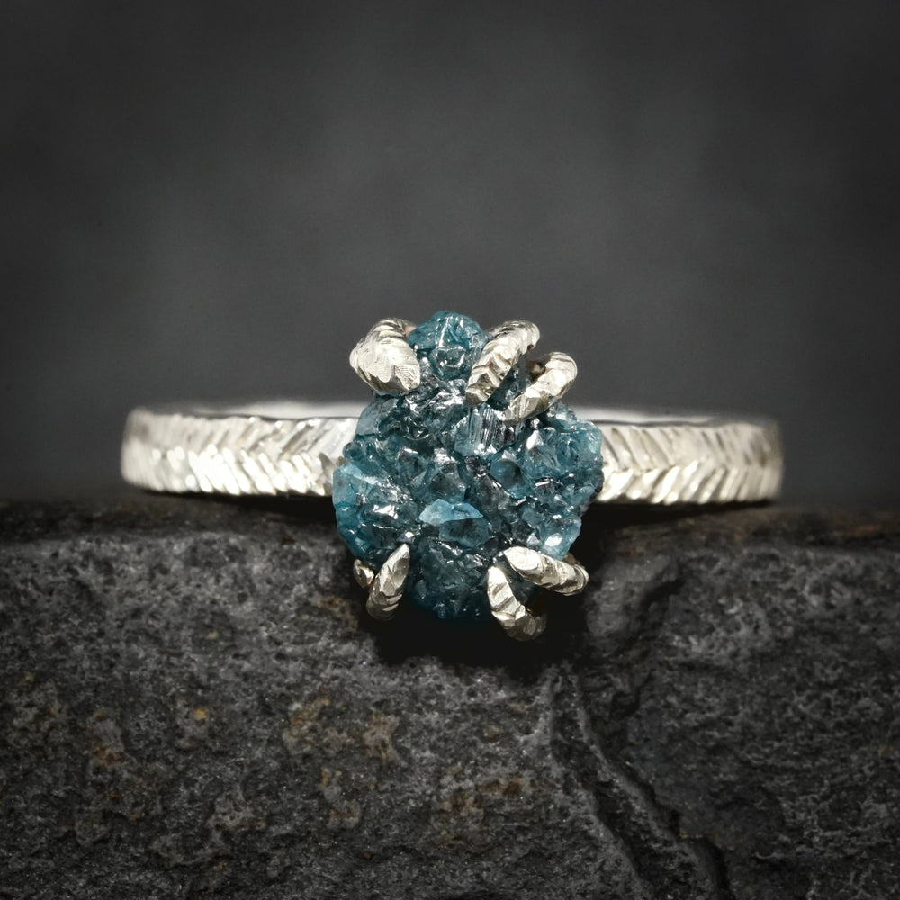 Raw Blue Diamond Ring