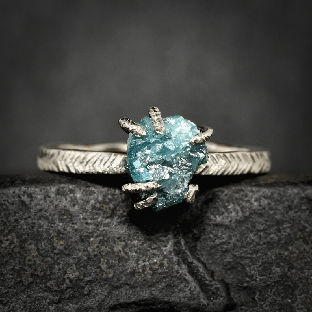 Raw Blue Diamond Ring