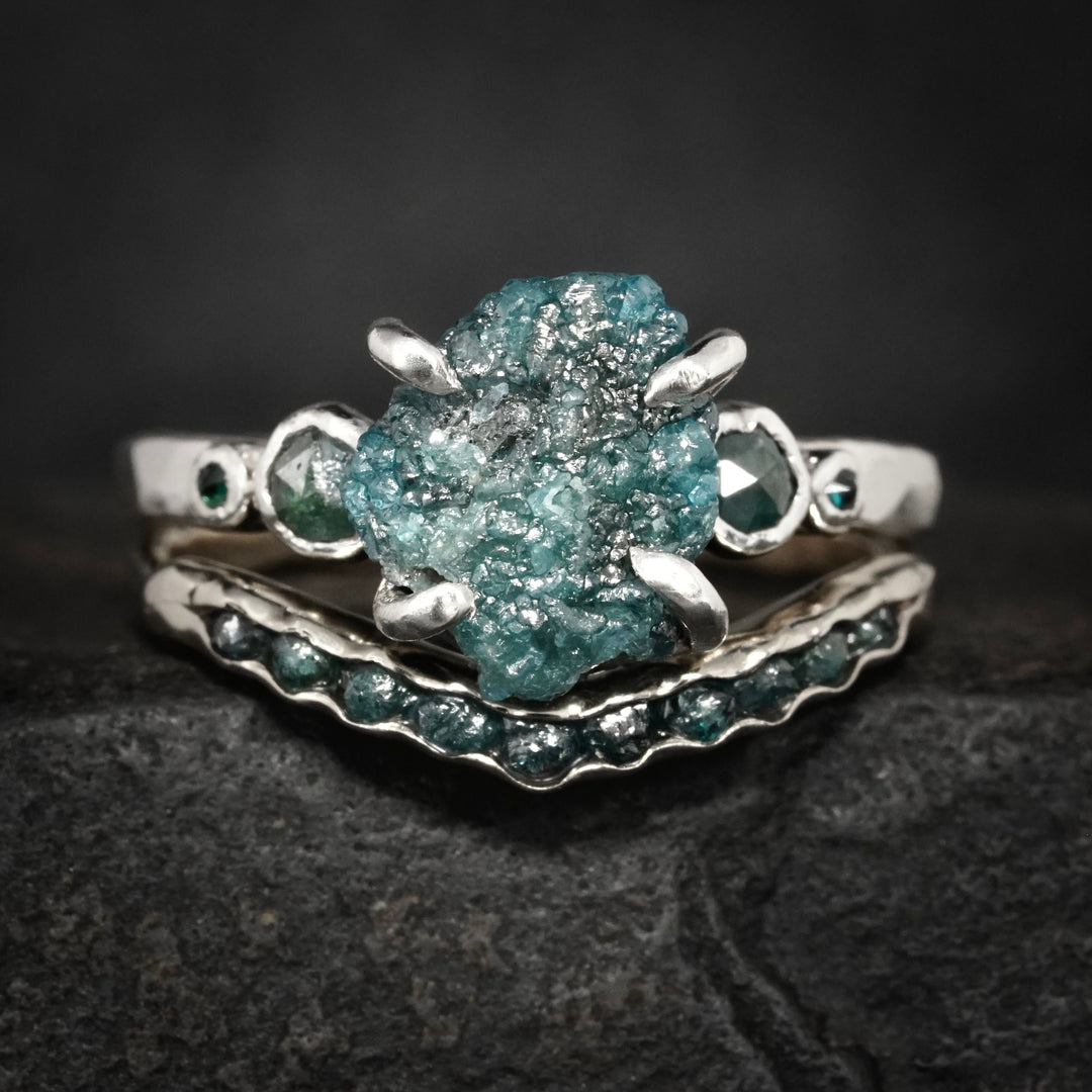 5 Stone Blue Diamond Ring