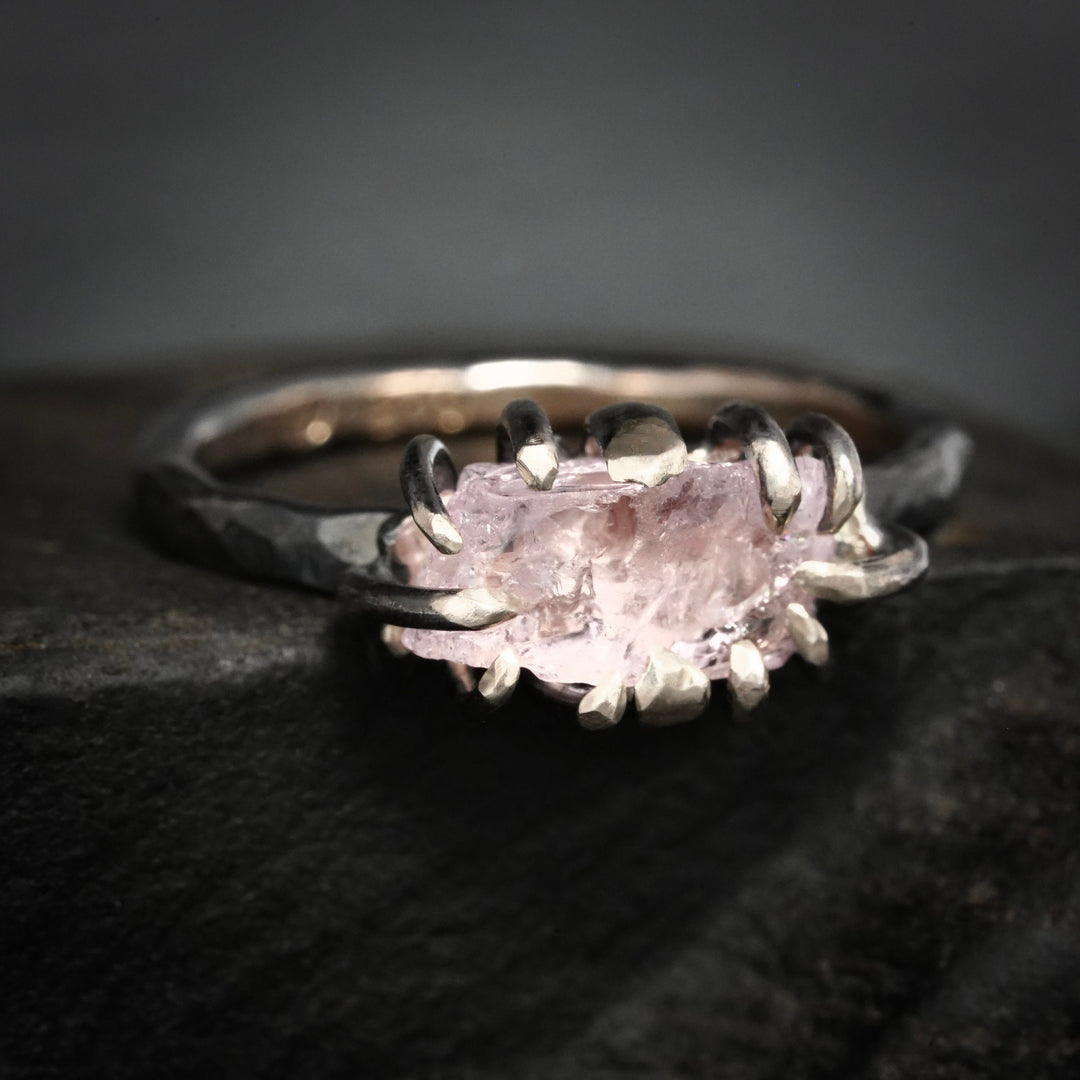 Raw Morganite Crystal Ring