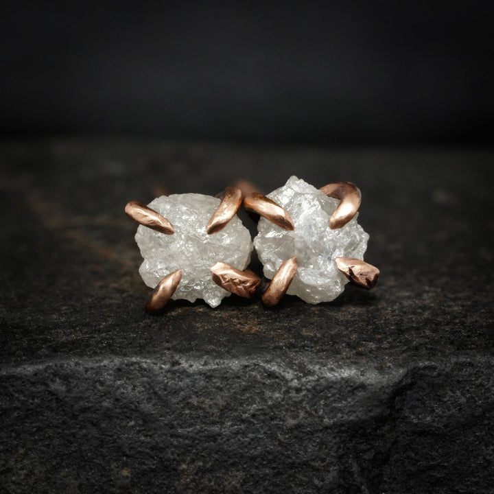 RTS 14k Rose Gold White Diamond Earrings