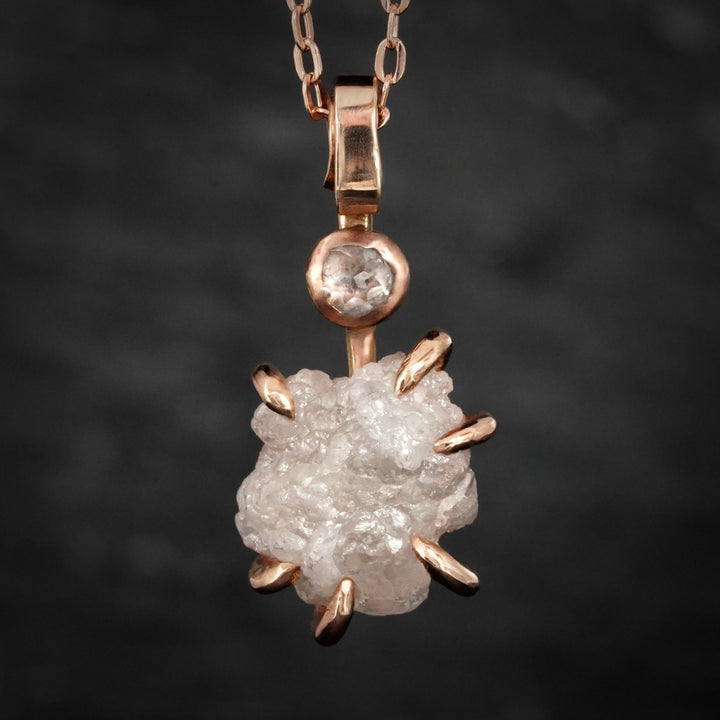 Raw Diamond Rose Gold Necklace