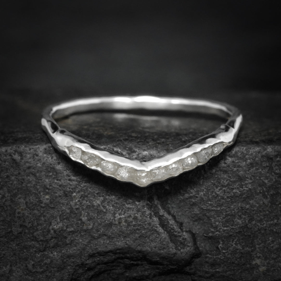 Raw White Diamond Wave Ring