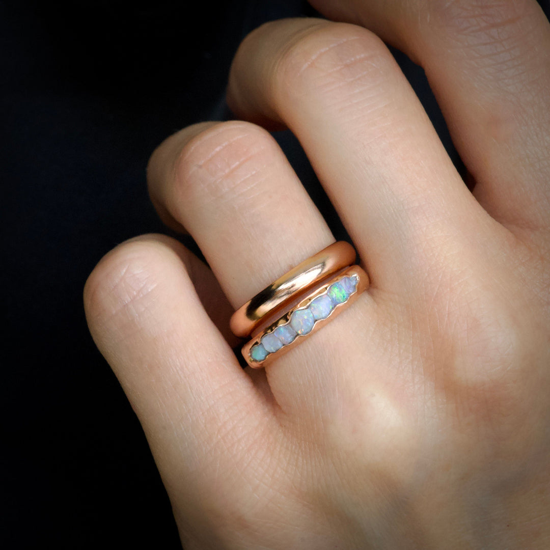 Opal Mens Gold Wedding Band