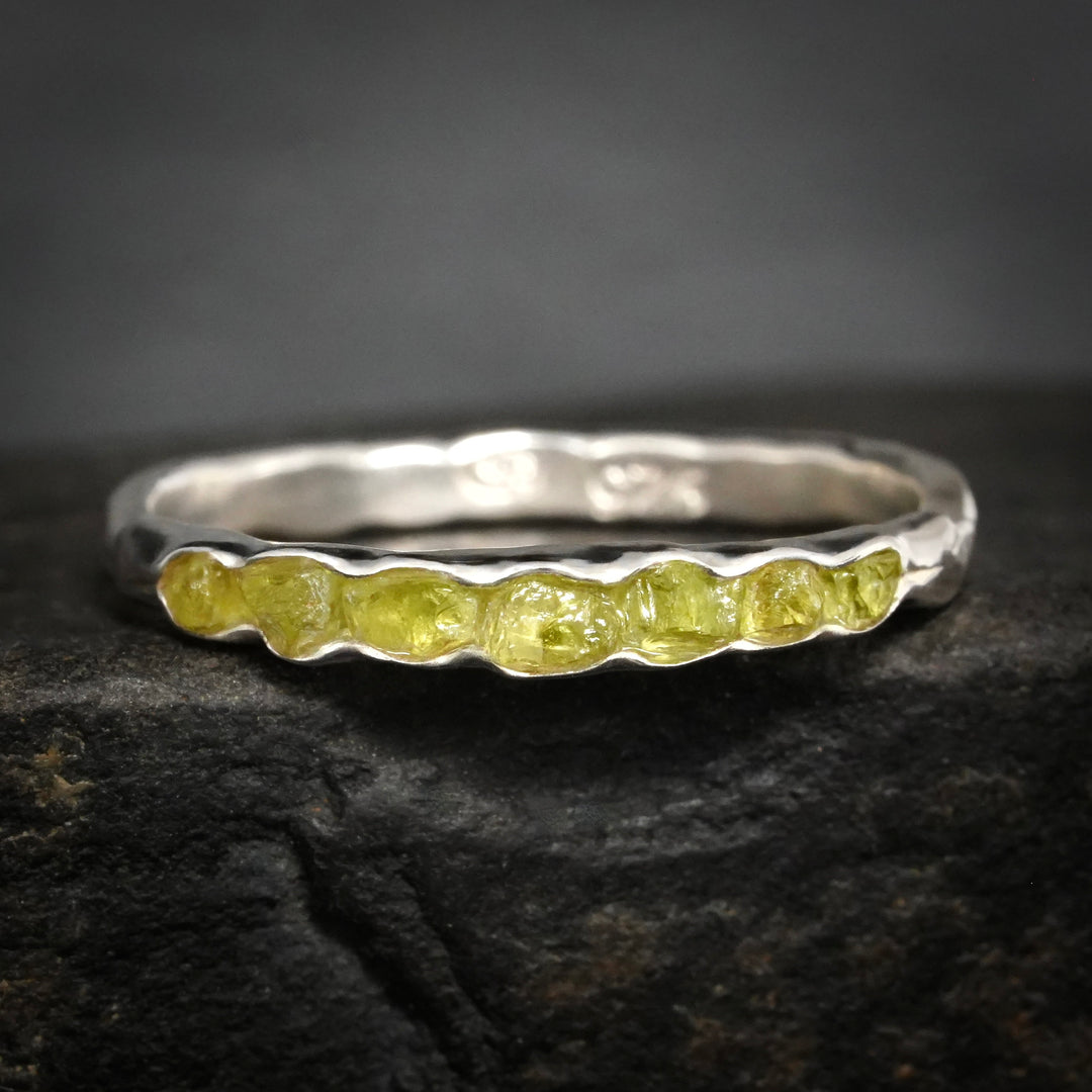 Raw Peridot Band Ring