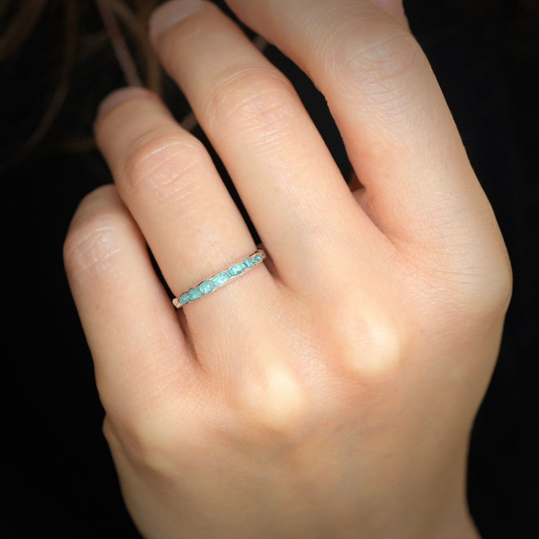 Raw Neon Blue Apatite Ring