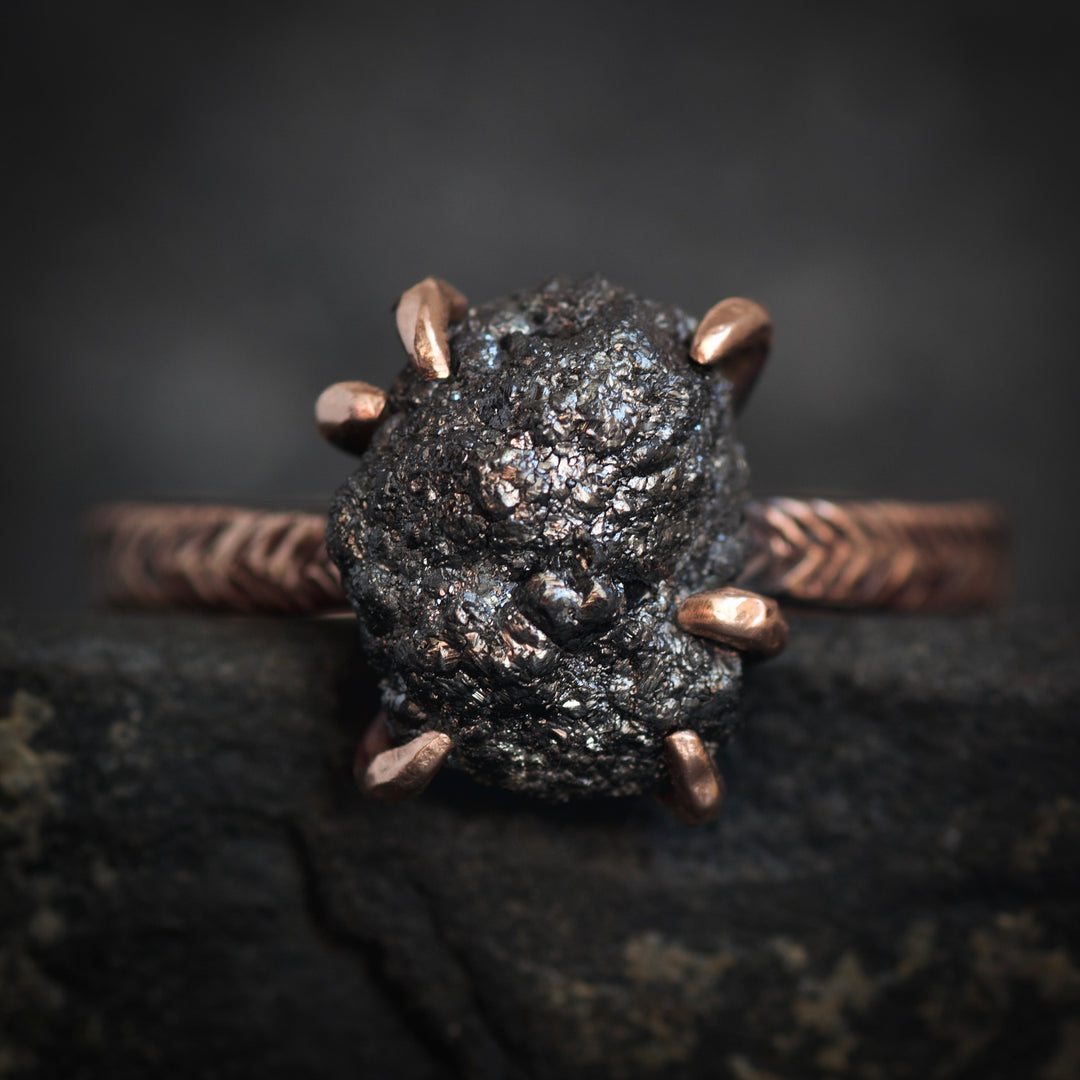 Raw Black Diamond Ring