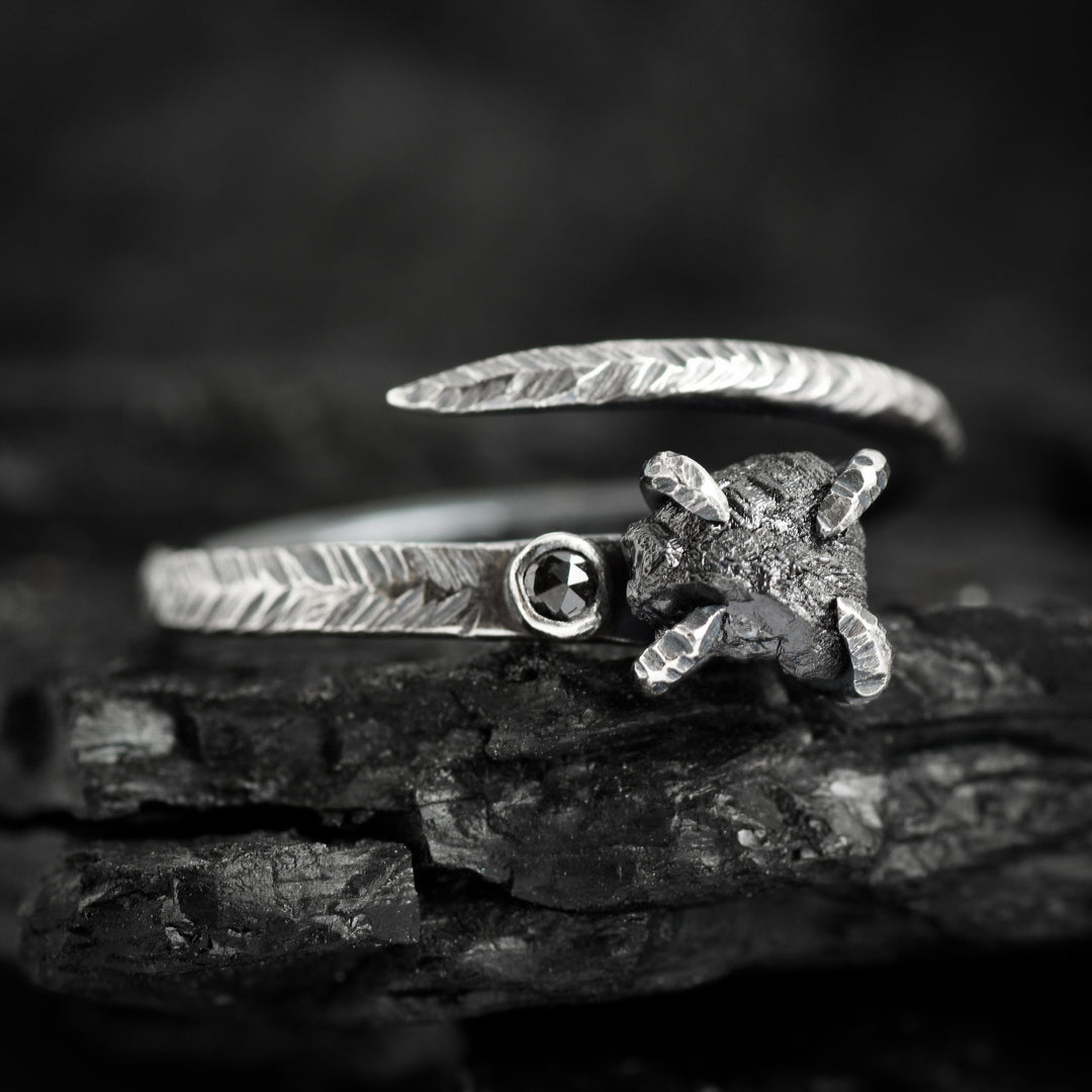 RTS Oxidized Silver Black Diamond Ring