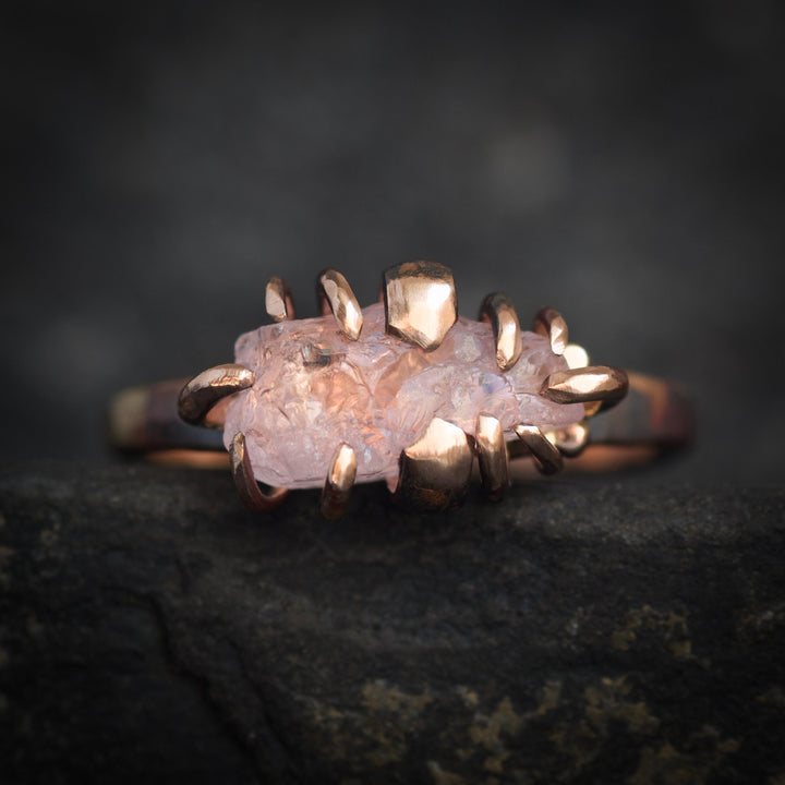 Raw Morganite Crystal Ring