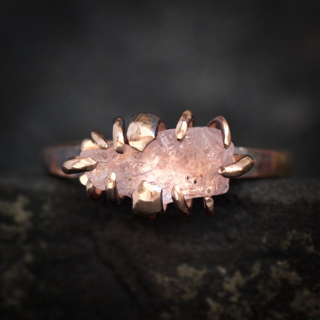 Raw Morganite Crystal Ring