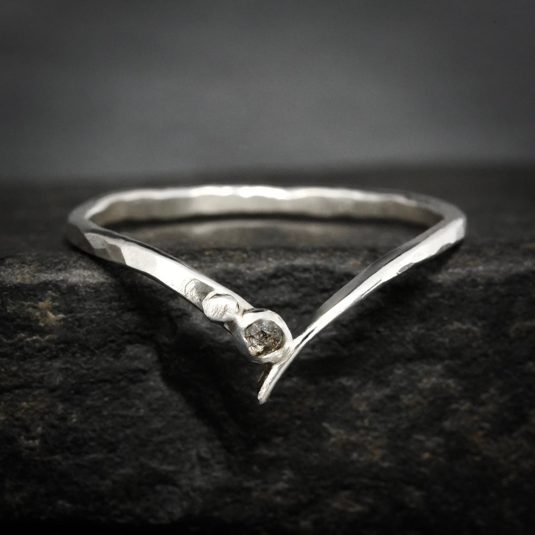 Salt and Pepper Diamond Chevron Ring