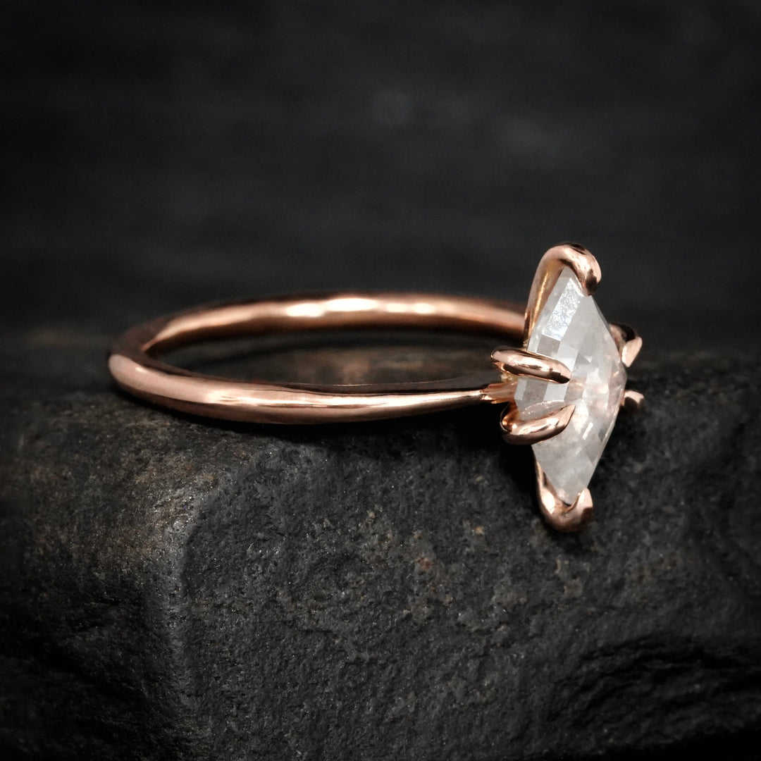 White Kite Diamond Ring Set Diamond Engagement Ring 14k Rose Gold Ring Set of 6 Rings