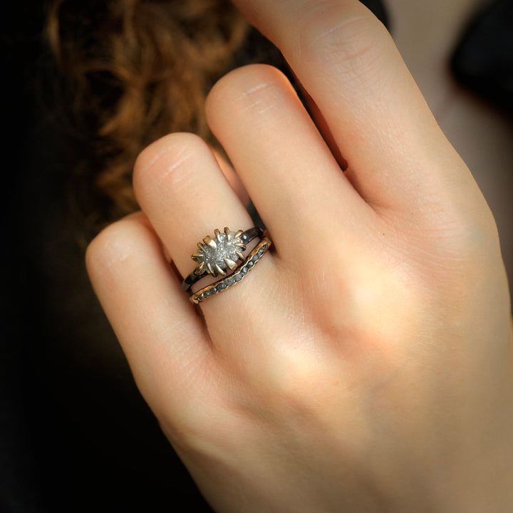 Raw Grey Diamond Wave Ring