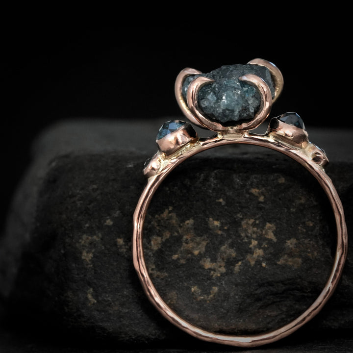 5 Stone Blue Diamond Ring