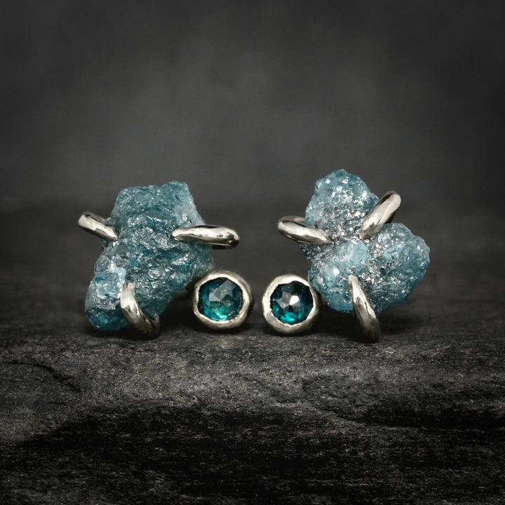 Blue Diamond Stud Earrings