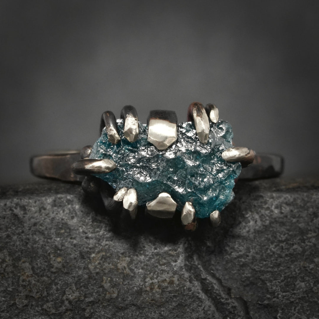 Raw Blue Diamond Ring