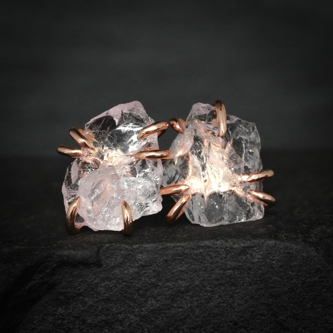 Raw Pink Morganite Stud Earrings