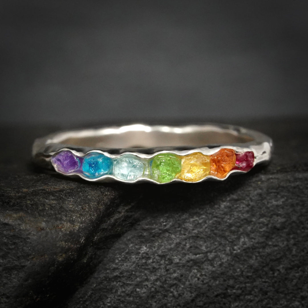 Raw Stone Rainbow Band Ring