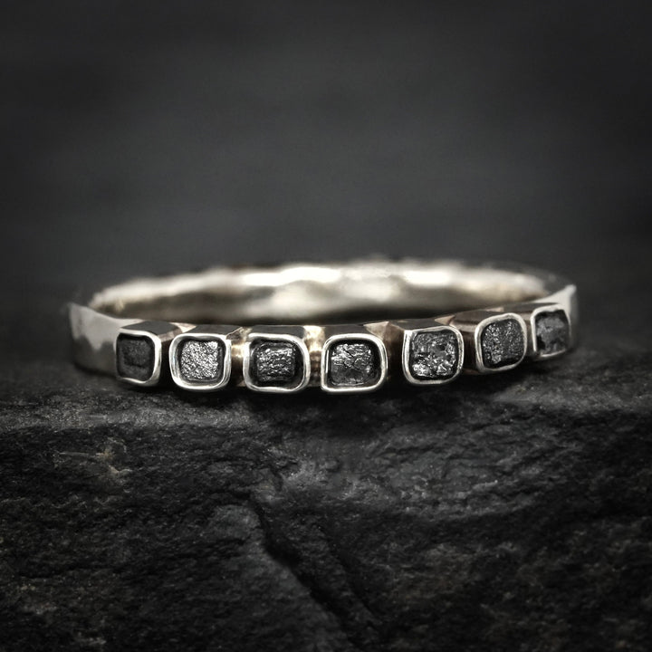 Raw Black Cube Diamond Ring