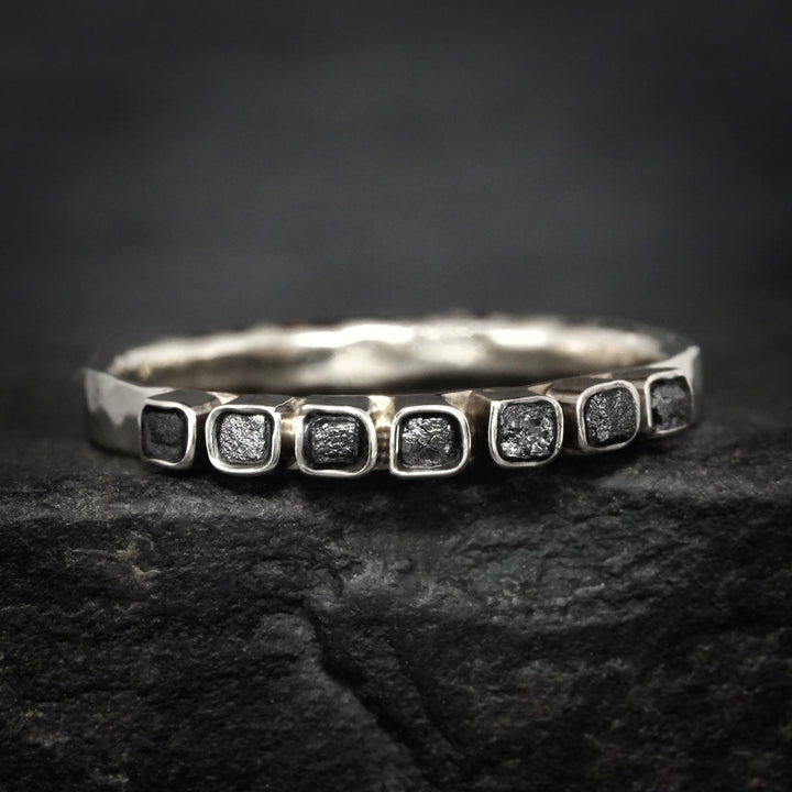 Raw Black Cube Diamond Ring