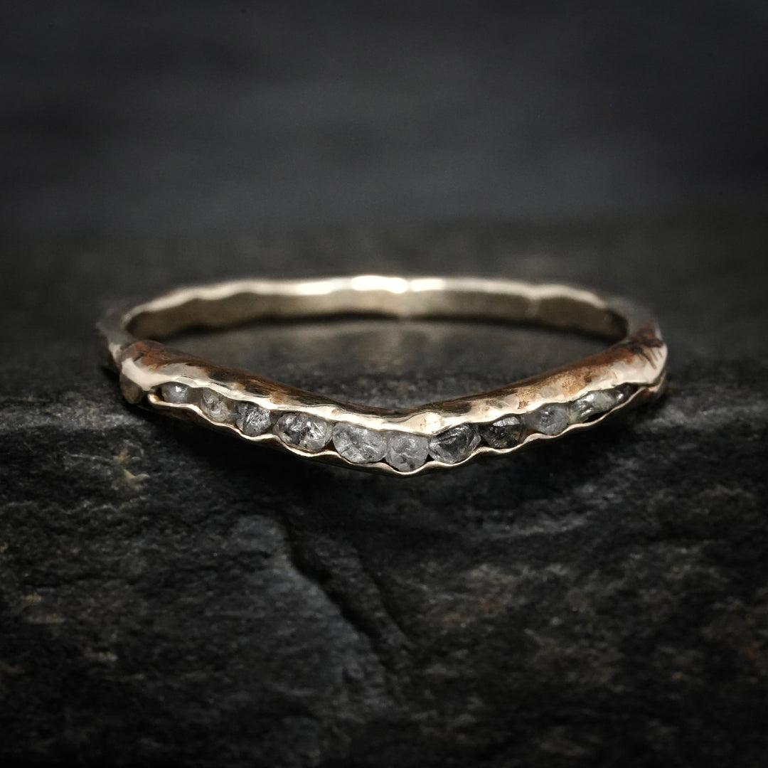 Raw Grey Diamond Wave Ring