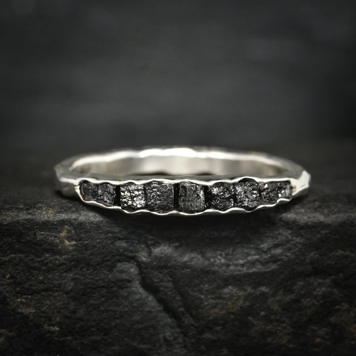 Raw Black Diamond Wedding Band