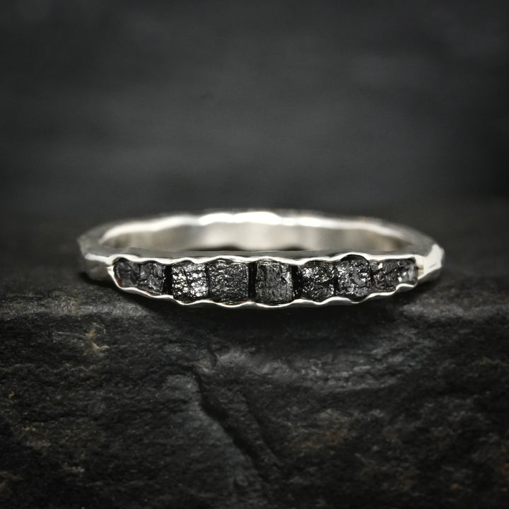 Raw Black Diamond Wedding Band