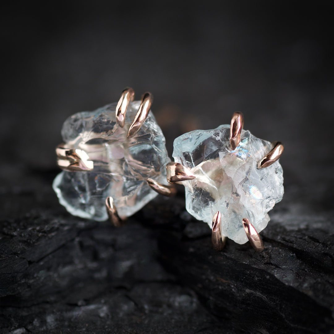 RTS 14k Rose Gold Aquamarine Studs