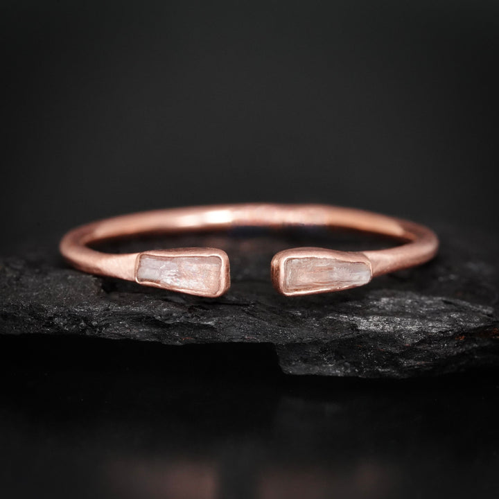 Pink Kunzite Ring. Adjustable Alternative Organic Rustic Raw Rough Uncut Pink Natural Kunzite Crystal Ring. Unique Adjustable Thumb Ring