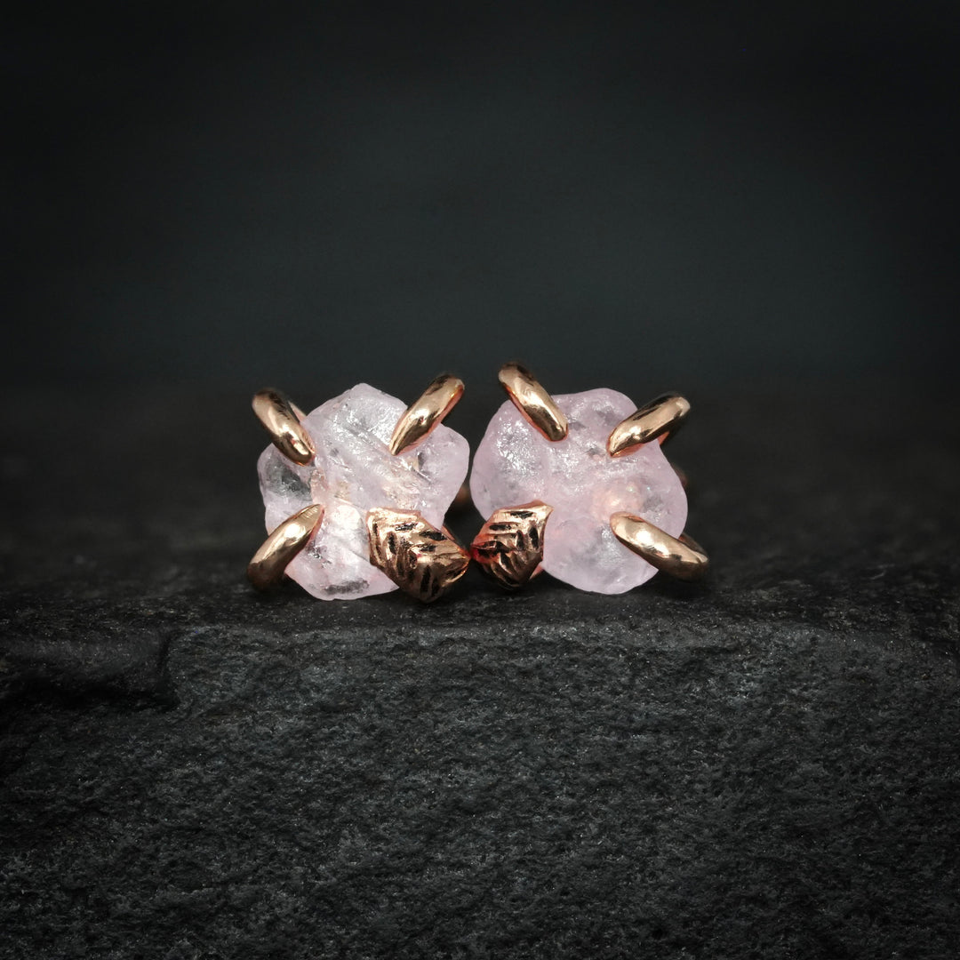 RTS 14k Rose Gold Raw Sapphire Studs