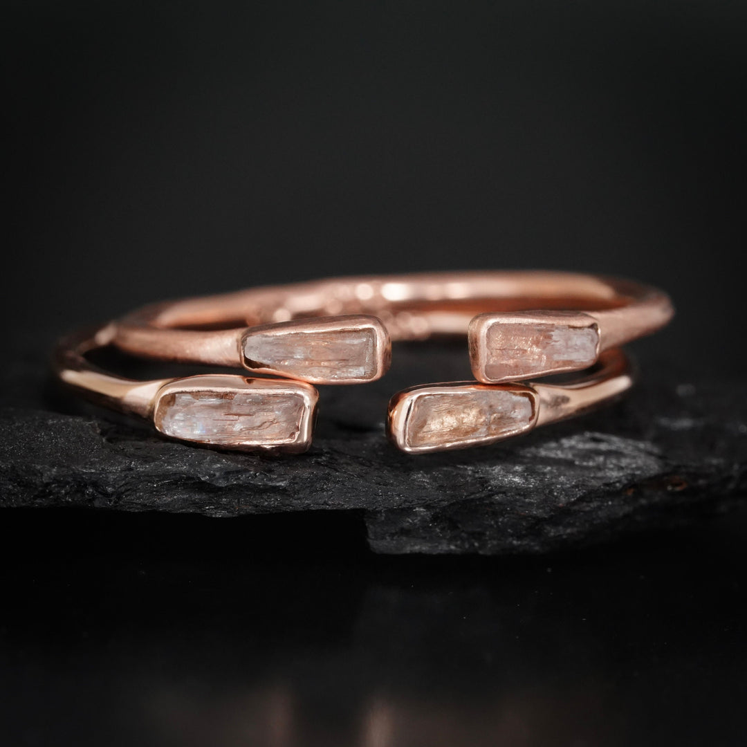 Pink Kunzite Ring. Adjustable Alternative Organic Rustic Raw Rough Uncut Pink Natural Kunzite Crystal Ring. Unique Adjustable Thumb Ring