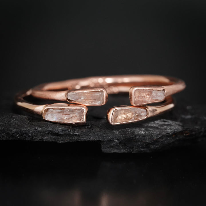 Pink Kunzite Ring. Adjustable Alternative Organic Rustic Raw Rough Uncut Pink Natural Kunzite Crystal Ring. Unique Adjustable Thumb Ring