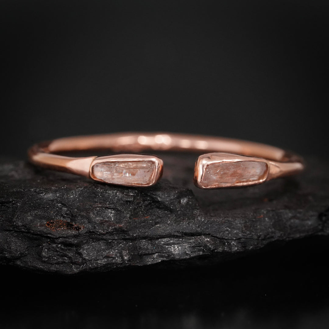 Pink Kunzite Ring. Adjustable Alternative Organic Rustic Raw Rough Uncut Pink Natural Kunzite Crystal Ring. Unique Adjustable Thumb Ring