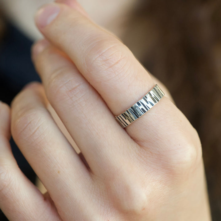 Hammered Birch Tree Band Ring