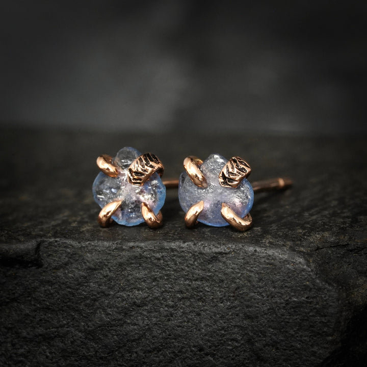 RTS 14k Rose Gold Raw Montana Sapphire Studs