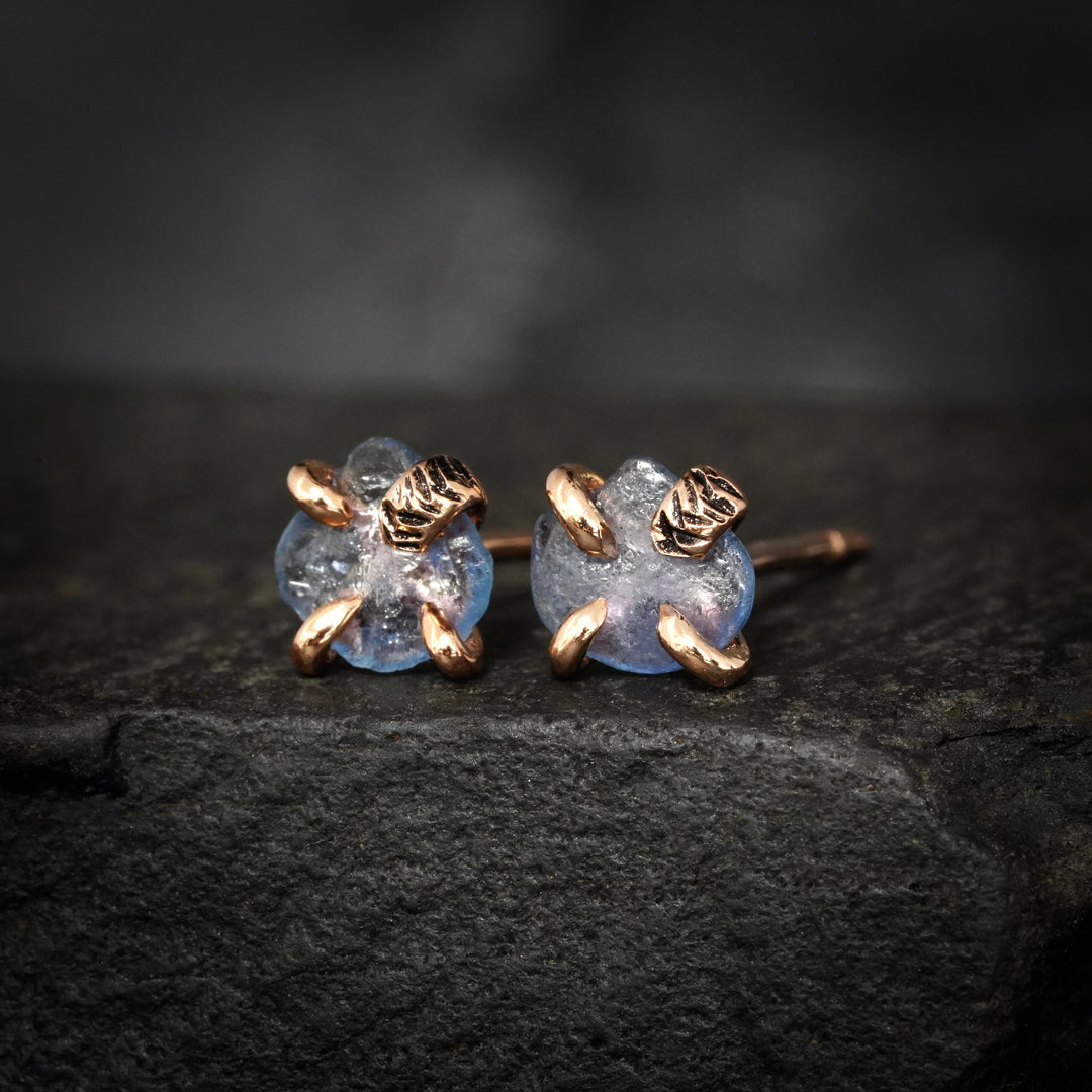 Raw Natural Montana Sapphire Studs