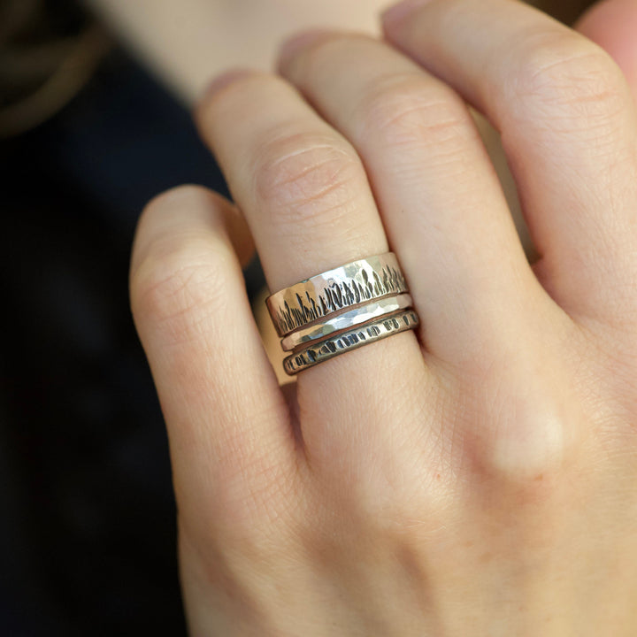 SET of 3 RINGS Rustic Stacking Ring Set