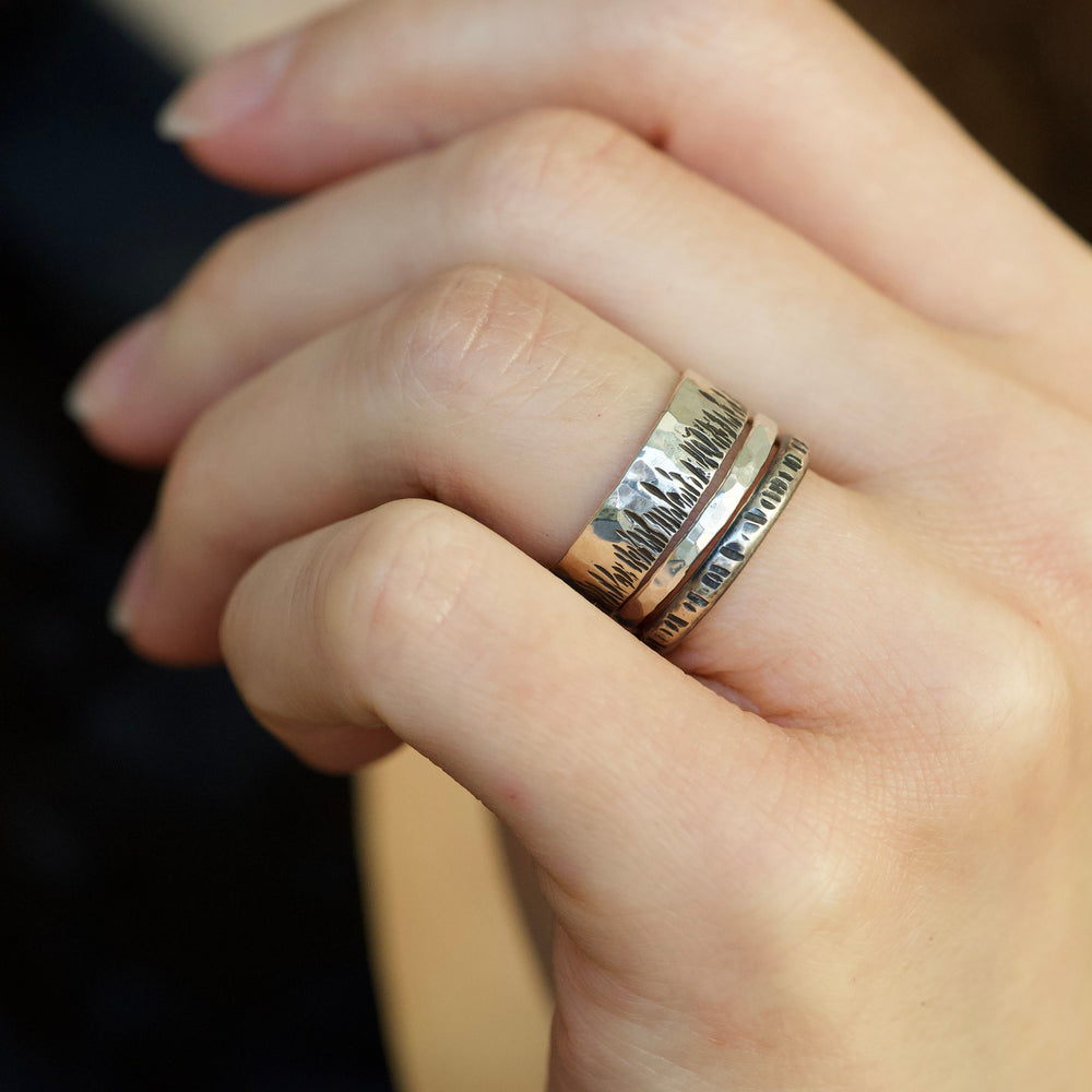 SET of 3 RINGS Rustic Stacking Ring Set