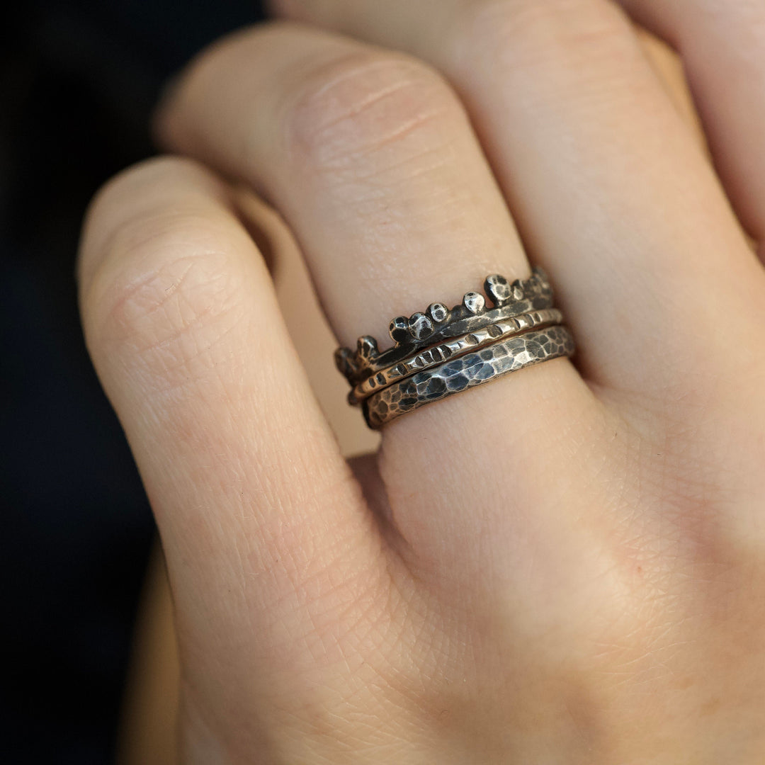 SET of 3 RINGS Rustic Stacking Ring Set