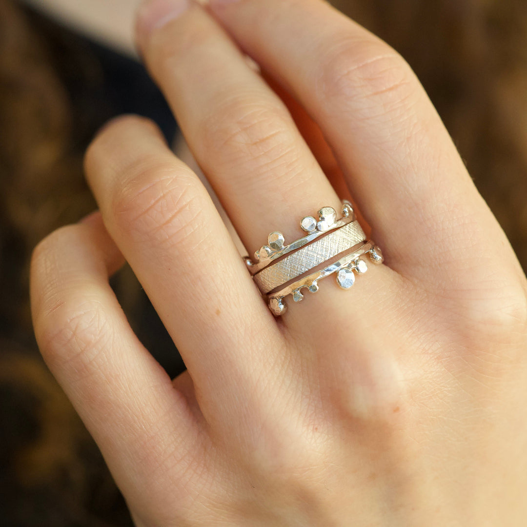 SET of 3 RINGS Rustic Stacking Ring Set