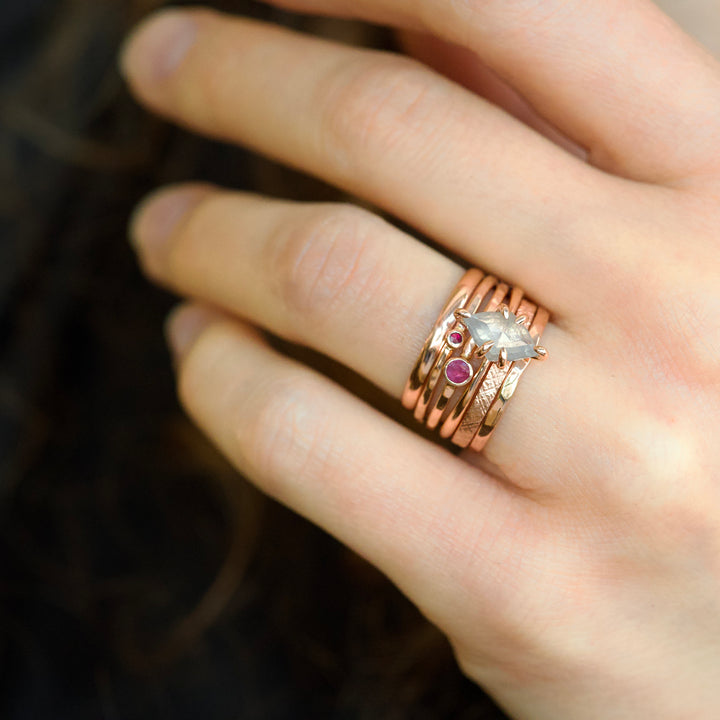 White Salt and Pepper Kite Diamond Ring