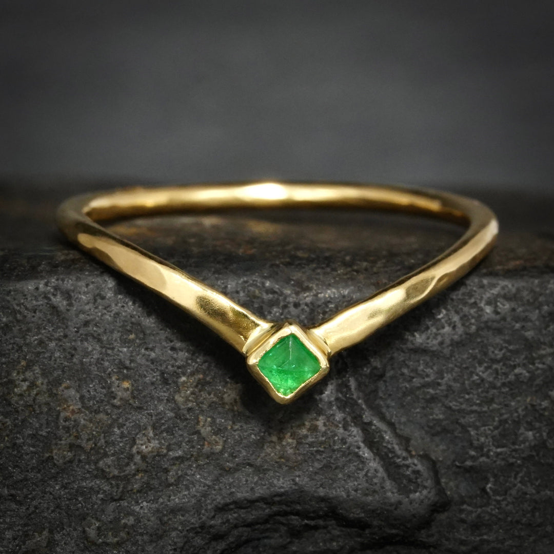 Emerald Chevron Ring