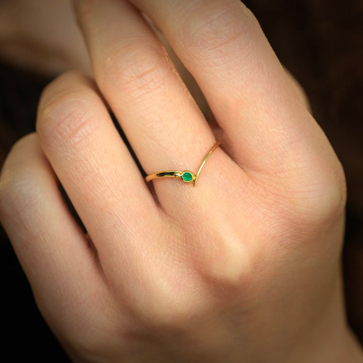 Emerald Chevron Ring