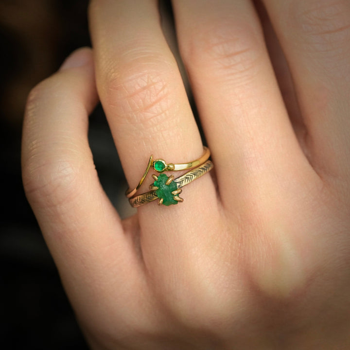 Emerald Chevron Ring