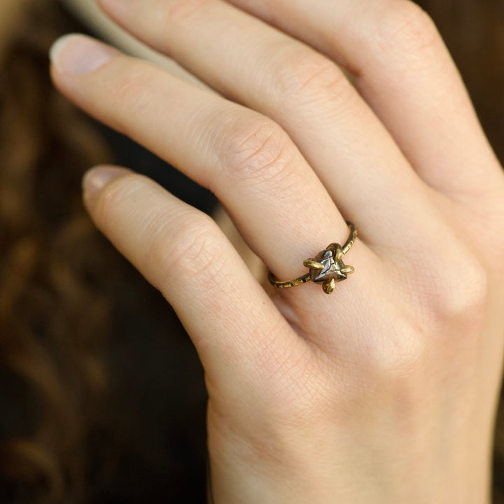 Raw Brown Diamond Crystal Ring