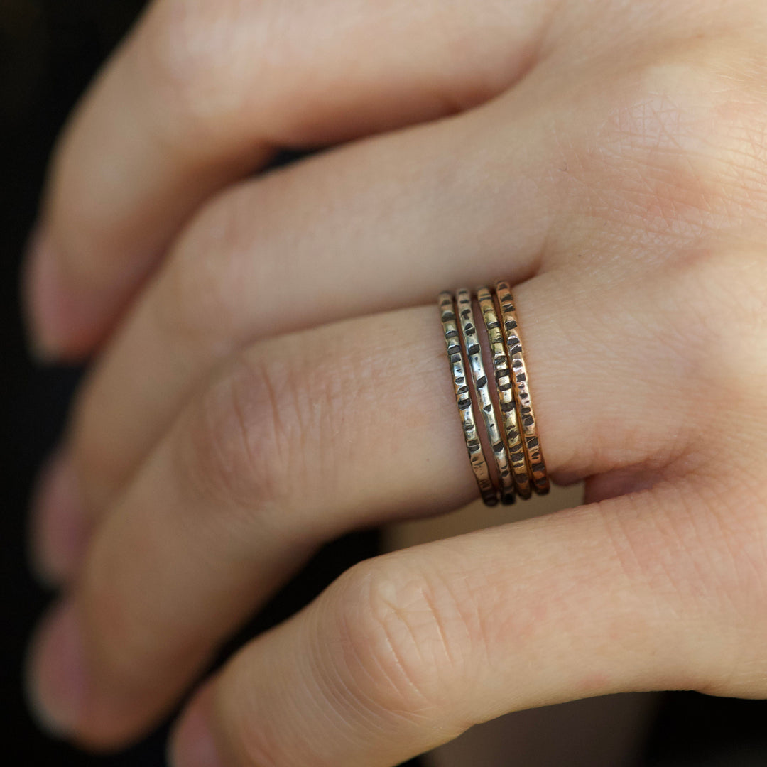 SET of 3 RINGS Rustic Stacking Ring Set