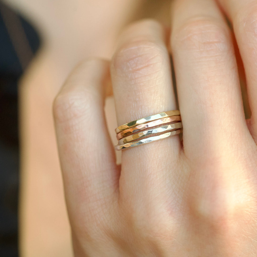 SET of 3 RINGS Rustic Stacking Ring Set