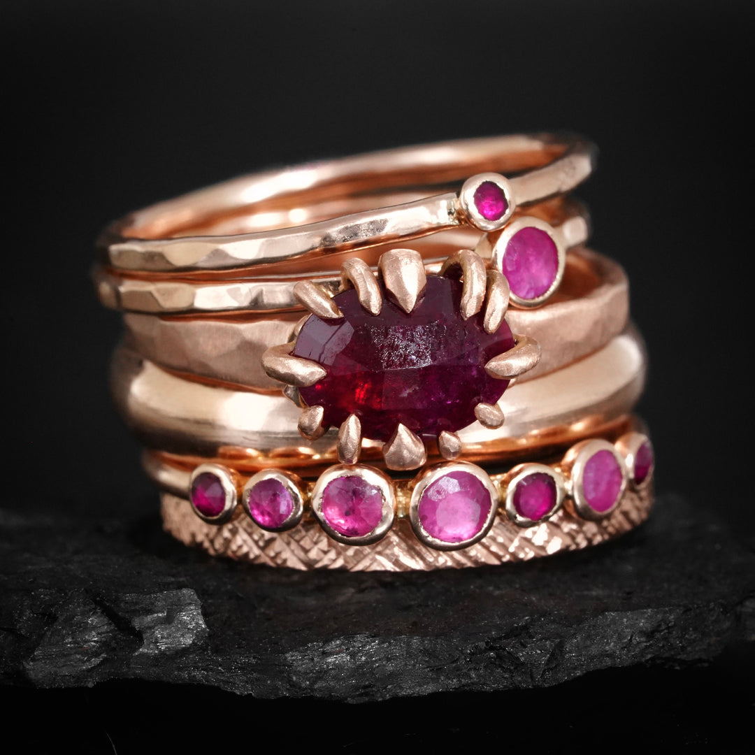 Matte Rose Gold Oval Prong Set Natural Ruby Ring