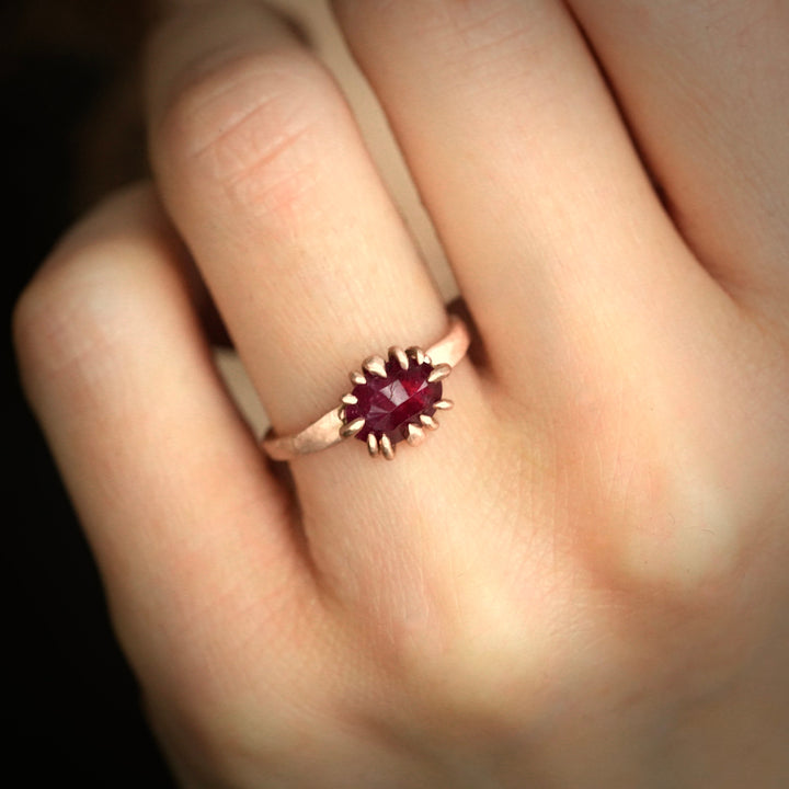 Matte Rose Gold Oval Prong Set Natural Ruby Ring